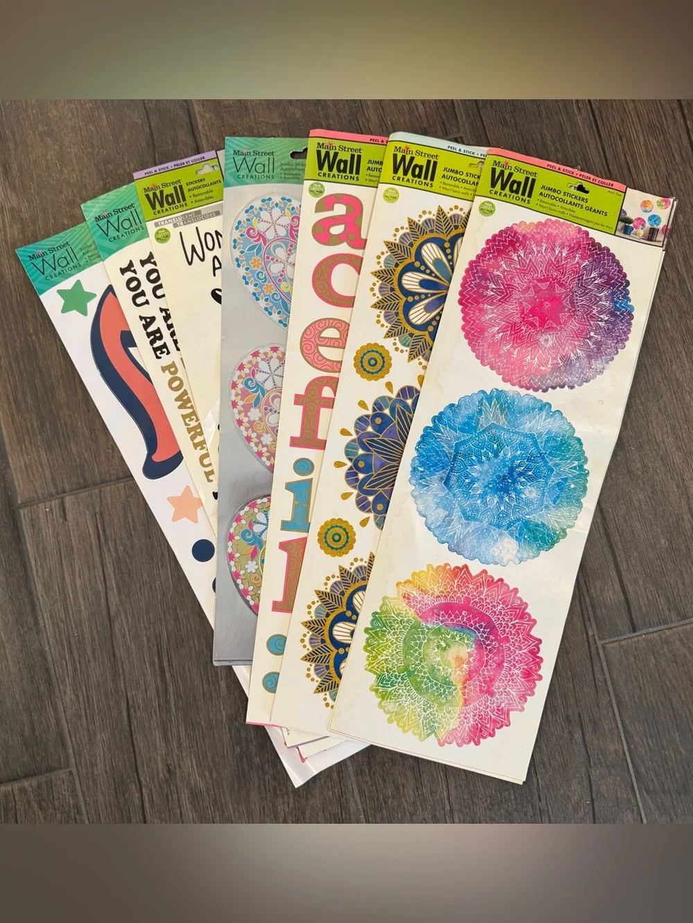 Main Street Wall Creations Jumbo Wall Decals Lot of 11 NOS Mandala Quotes
